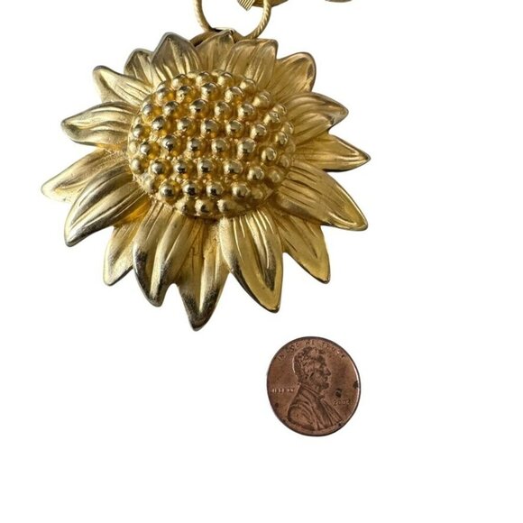 Vintage 80's chunky gold sunflower chain belt One size fits all - Picture 4 of 9